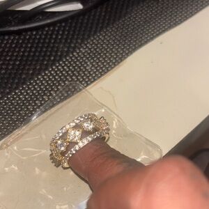 Gold and Silver Diamond Pattern Ring